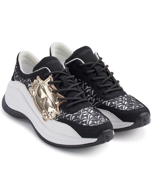 Karl Lagerfeld Black Paris Coty Lace Up Sneaker With Karl Head
