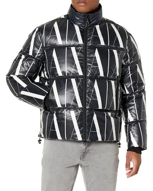 Emporio Armani Black A | X Armani Exchange Logo Down Puffer Jacket for men