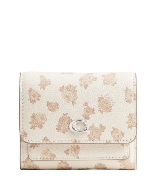 COACH Natural Mila Small Flap Wallet With Floral Print Accessory-travel