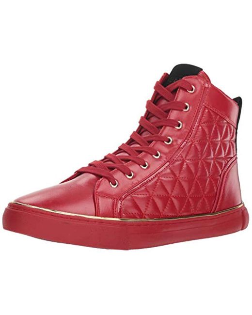 Guess Melo Quilted High-top Sneakers in Red for Men | Lyst