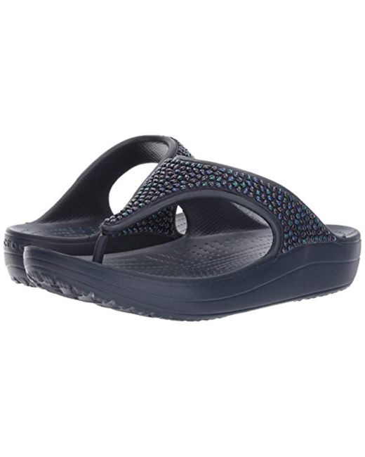 Crocs™ Sloane Embellished Flip Flop in Blue | Lyst