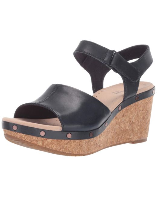 clarks navy blue wedge sandals