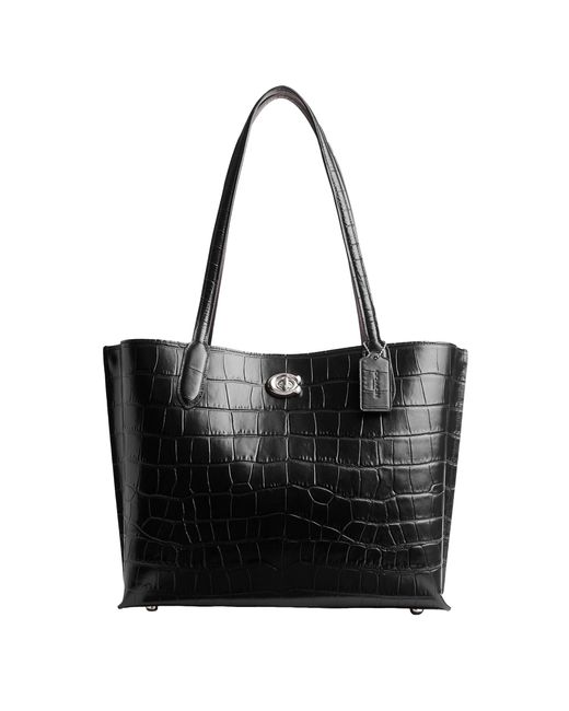 COACH Black Embossed Croc Willow Tote