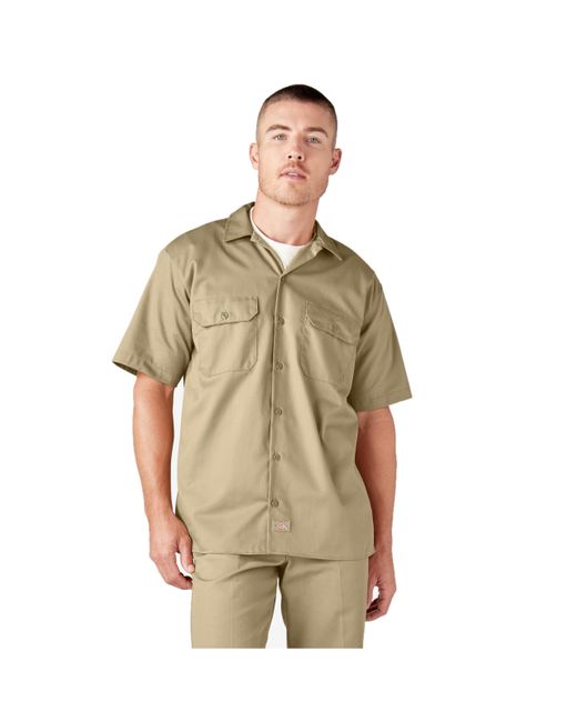 Dickies Green Short Sleeve Work Shirt Brown for men