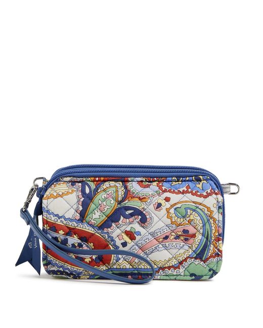 Vera Bradley Blue Cotton All In One Crossbody Purse With Rfid Protection