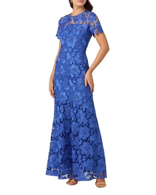 Shoshanna Women's Blue Midnight Sapphire Floral Lace Elie Dress