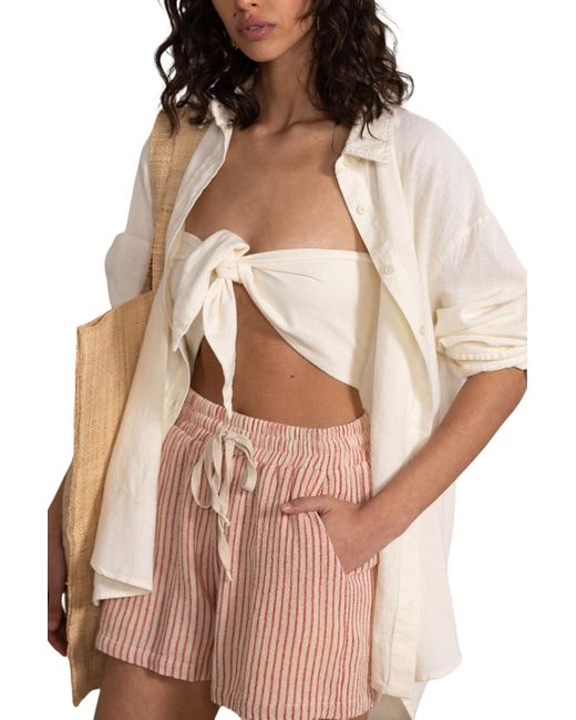 Gottex Natural Beach Life Resort Red Flowy Style Casual Drawstring Short Stylish Summer Swimsuit Coverup For