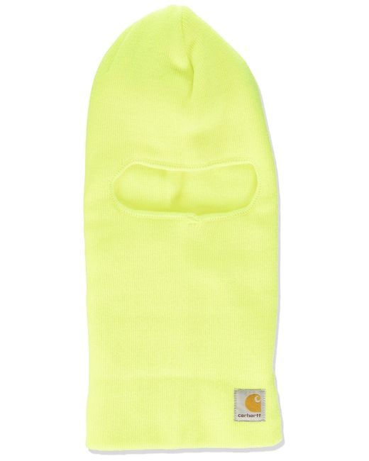 Carhartt Yellow Mens Knit Insulated Face Mask Cold Weather Hat for men