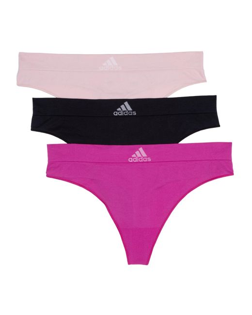 adidas Seamless Thong Underwear 3-pack in Purple | Lyst