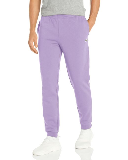 Lacoste Purple Mens Solid Fleece Jogger Sweatpants for men