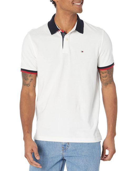 Tommy Hilfiger White Adaptive Regular Fit Pop Collar Polo for men