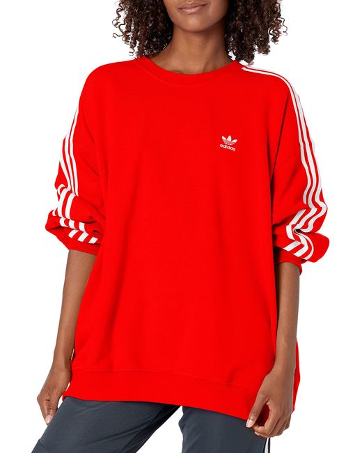 red oversized sweatshirt