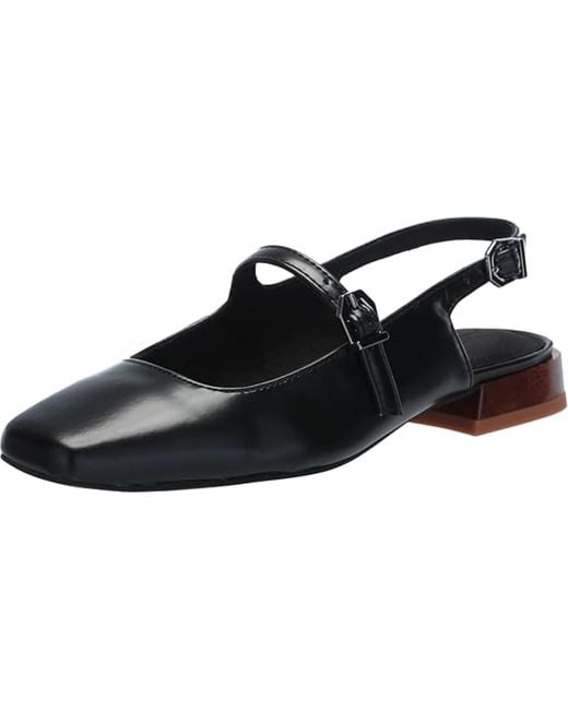 Sanctuary Black Everly Mary Jane Flat-leather Slingback Shoe With Recycled Outsole