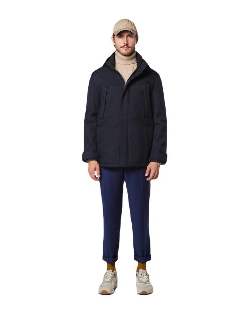 Andrew Marc Blue Tompkins Short 3 Layer Softshell Fabric W/bib Neoprene Storm Cuff Parka Jacket for men