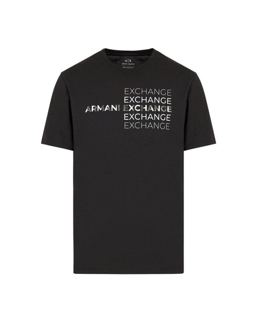 Armani Exchange Black A | X Armani Exchange Regular Fit Cotton Armani Exchange Repeat Logo Tee for men