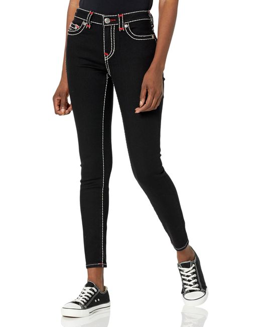 True Religion Black Brand Jeans Jennie Curvy Skinny Double Raised Stitched Jean