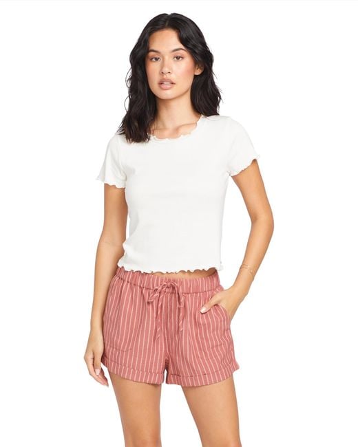 Volcom White Sunday Strut Elastic Waist Short