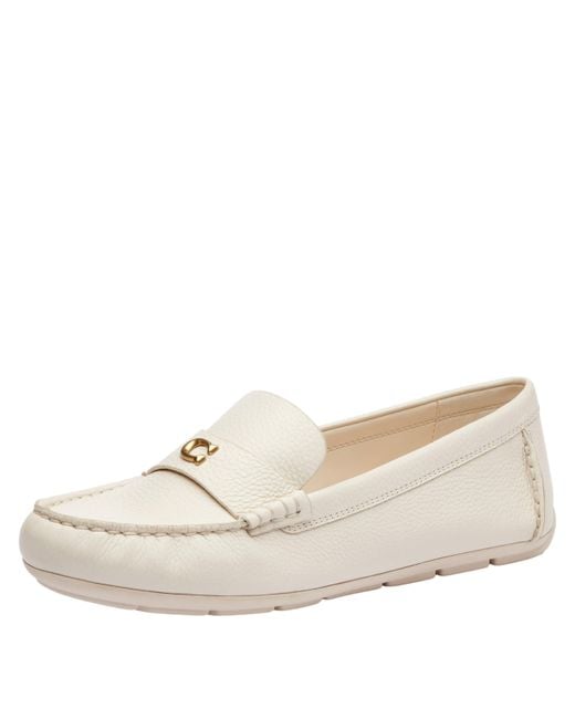 COACH White Sculpted C Leather Driver Loafer