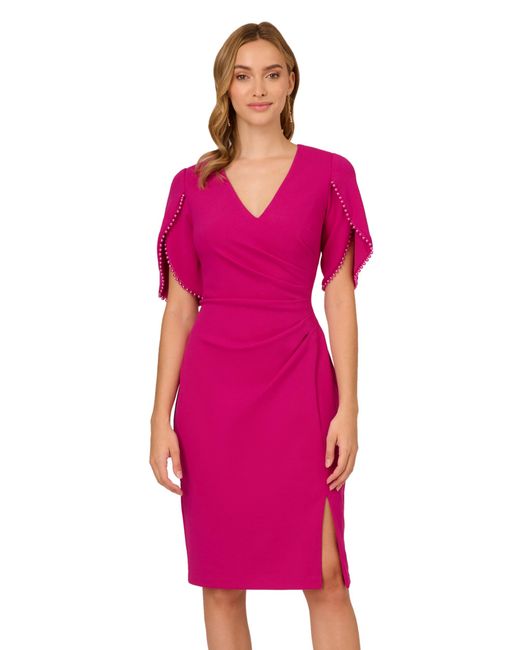 Adrianna Papell Pink Off Shoulder Cape Dress