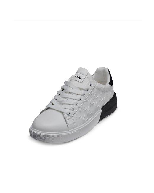 Karl Lagerfeld Gray Paris Leather Lightweight Sneaker With Embossed Logo for men