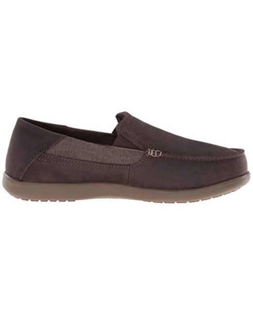 Crocs Santa Cruz 2 Luxe Leather Mens Black Brown Slip On Loafer Shoes Size 6-10 