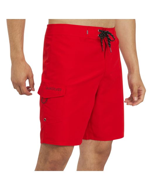 Quiksilver Red Swimwear Regular Fit Fixed Waist Upf 50 Quick Dry 20 Inch Board Shorts for men