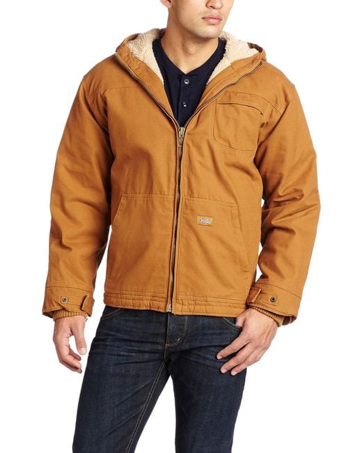 Dickies Cotton Sanded Duck Sherpa Lined Hooded Jacket in Brown for Men ...