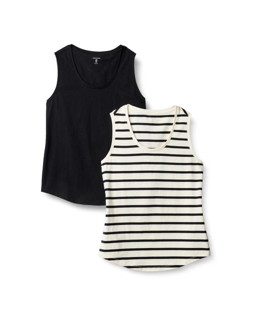 Amazon Essentials Black Regular-fit 100% Cotton Sleeveless Tank Top