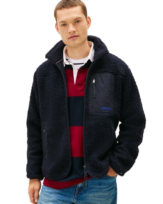 Tommy Hilfiger Blue Teddy Fleece Zip Through for men