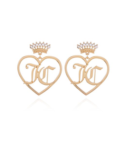 Juicy Couture Metallic Goldtone Heart Hoop Earrings For