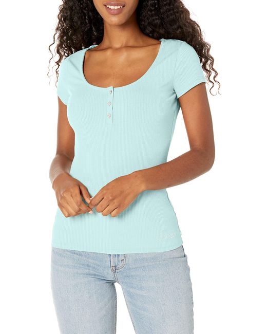 Donna ica Corta Karlee Jewel Henley di Guess in Blue