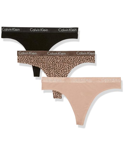 Calvin Klein Motive Cotton Multipack Thong Panty in Black | Lyst