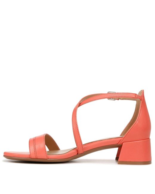 Naturalizer Red S June Strappy Low Block Heel Dress Sandal Apricot Blush Leather 9.5 W