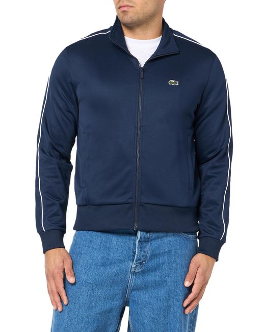 Lacoste Blue Regular Fit Long Full Zip Collared Sweatshirt W/single Stripe Sleeve Detailing Mm for men