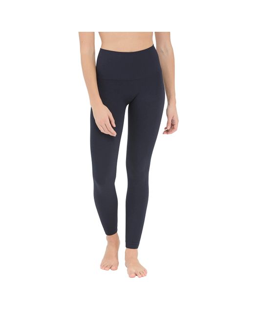 Spanx Blue Seamless Leggings For Tummy Control Port Navy Sm One Size