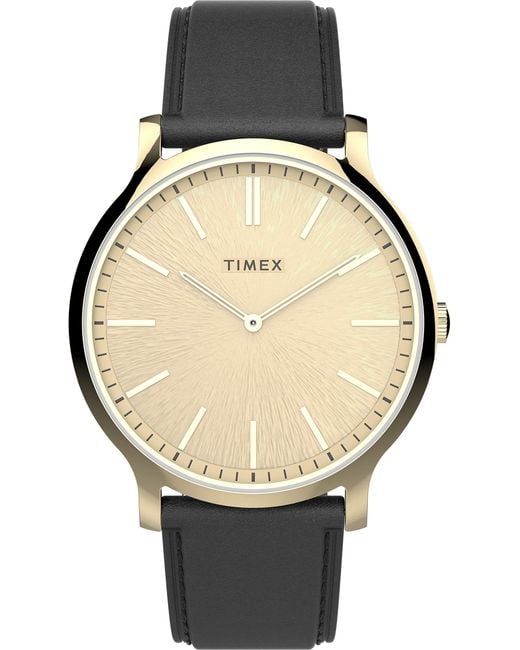 Timex Black Strap Champagne Dial Gold-tone for men