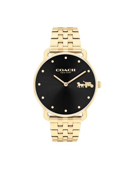COACH Black Stainless Steel Wristwatch - Water Resistant 3 Atm/30 Meters - Iconic Horse And Carriage - Premium Fashion Timepiece For All