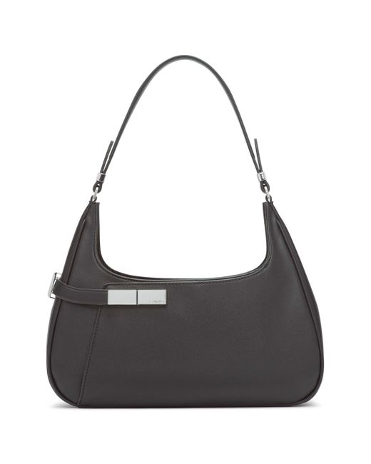 Calvin Klein Leather Jade Top Zip Shoulder Bag in Black/Silver (Black
