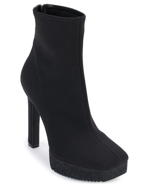 DKNY Black Zed Platform Heeled Fashion Bootie Boot