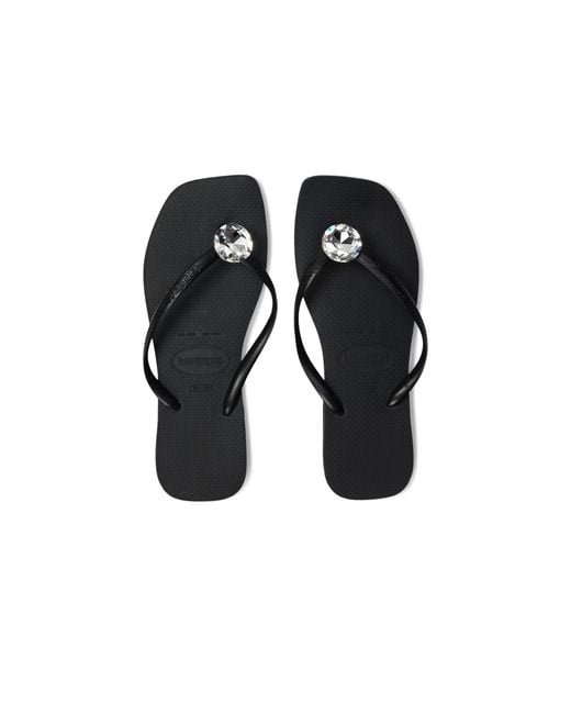 Havaianas Black Slim Square Centenary Diamond Flip Flops
