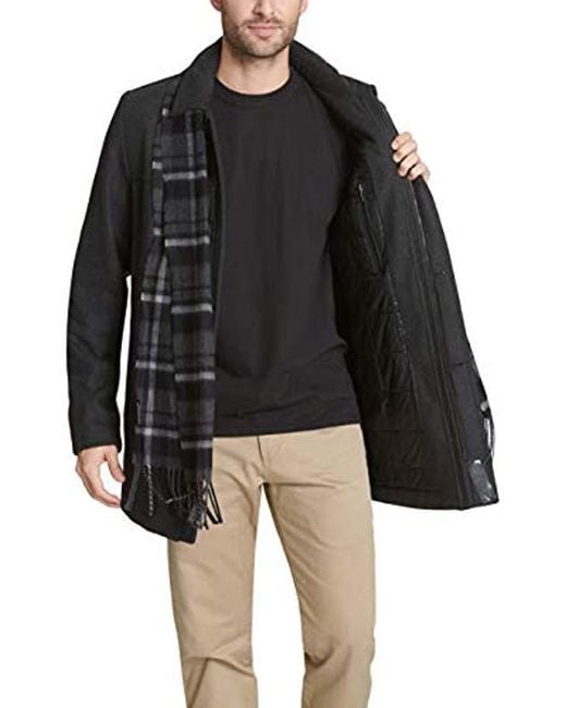 Dockers Weston Wool Blend Car Coat With Scarf (standard & Bigtall Sizes) in Charcoal (Gray) for
