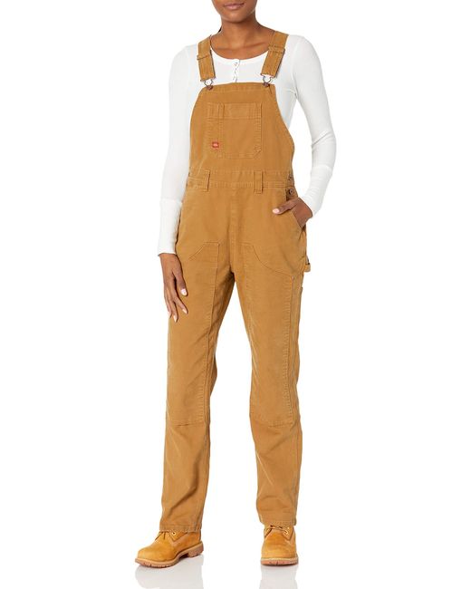 Dickies Duck Double Front Bib Overalls in Natural | Lyst
