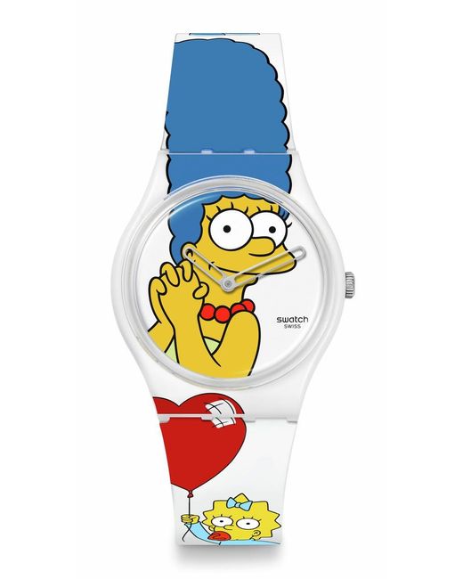 Swatch Blue Casual Simpsons Mother's Day White Bio-sourced Quartz Watch Best. Mom. Ever