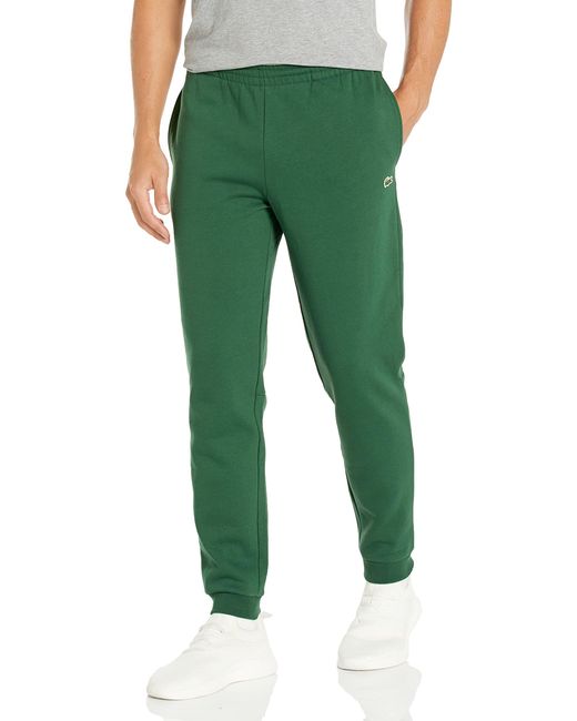 Lacoste Green Essentials Fleece Sweatpants With Ribbed Ankle Opening for men