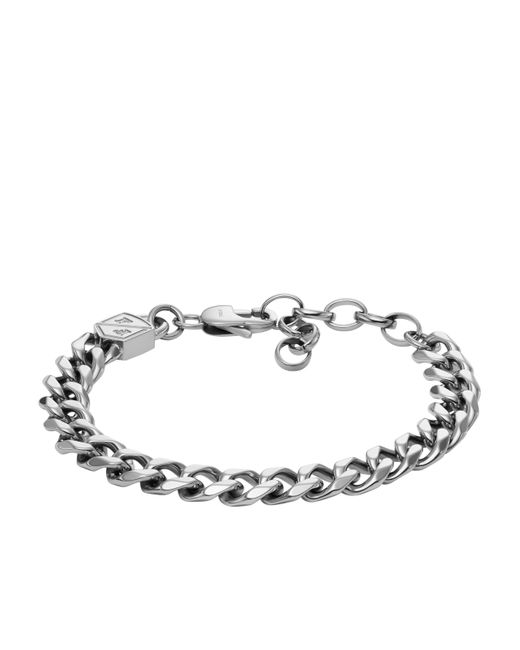 Fossil Metallic Stainless Steel Silver-tone Chain Bracelet for men