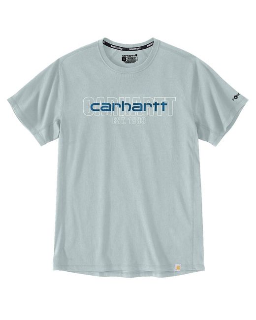 Carhartt Blue Big & Tall Force Relaxed Fit Midweight Short-sleeve Logo Graphic T-shirt for men