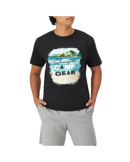 Champion Gray , Classic, Comfortable Crewneck T-shirt, Graphic Tee, Black Camp Gear for men