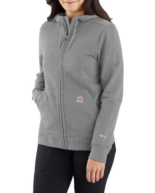 Carhartt Gray Flame Resistant Force Relaxed Fit Midweight Zip-front Sweatshirt