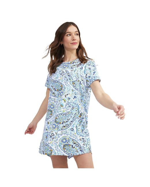 Vera Bradley Blue Cotton Nightgown Pajama Sleep Shirt