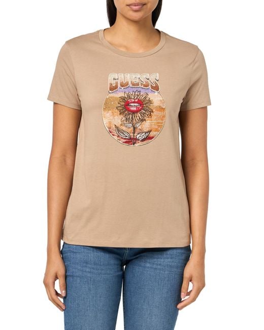 Guess Blue Eco Short Sleeve Logo Desert Flower Easy Tee
